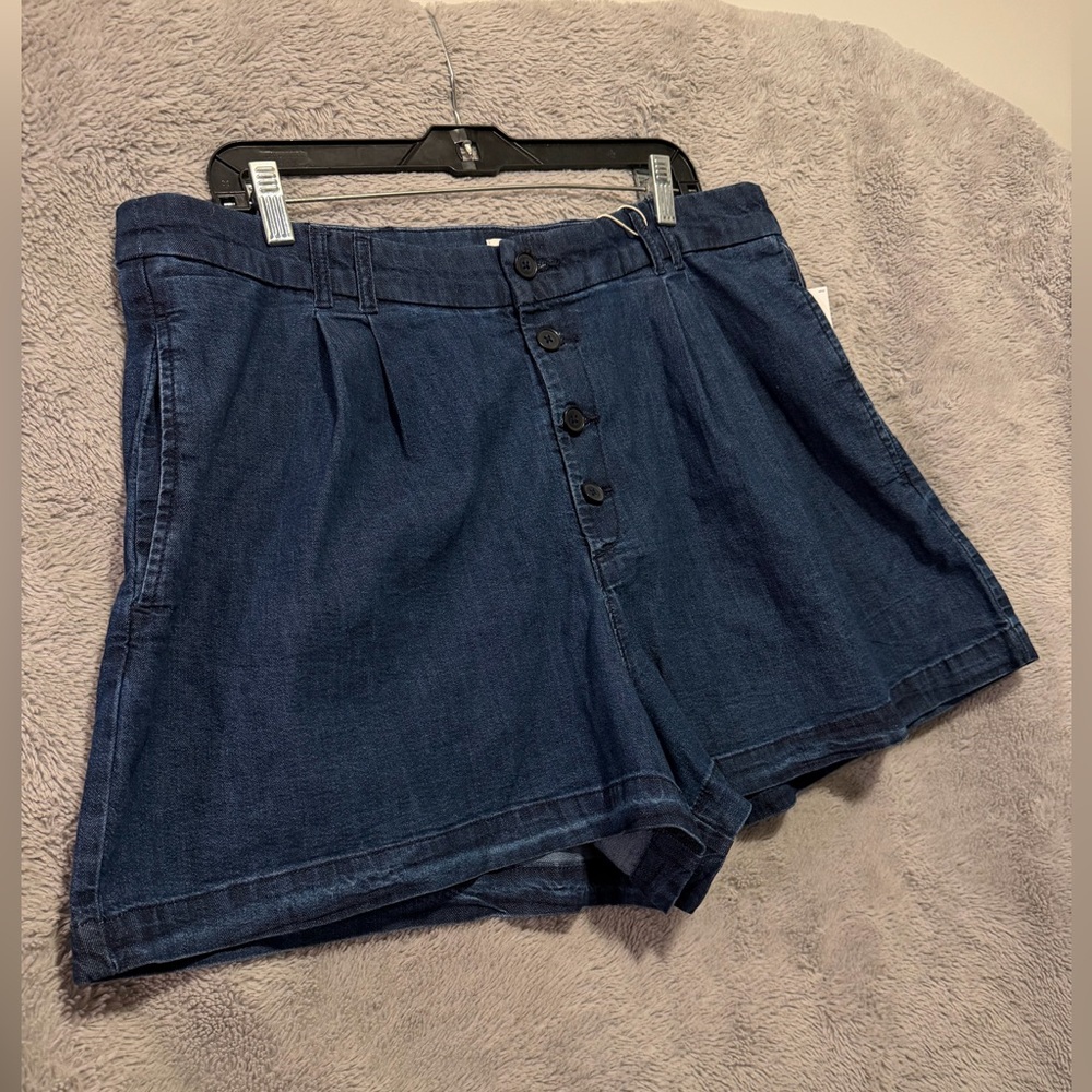 Doen x Gap Shorts Womens 16 / 34 Waist Blue Denim Button Fly High Rise NEW - Picture 13 of 13